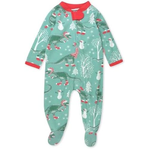 HonestBaby Baby Holiday Sleep & Play Footed One-Piece Pajama Sleeper 100% Organic Cotton