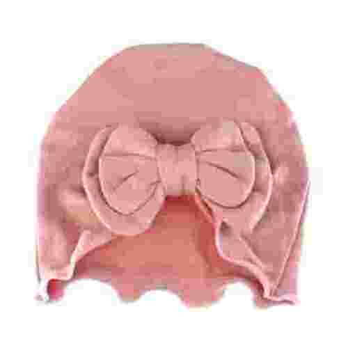 My Lello Baby Vintage Ruffle Bow Cotton Beanie Hat - (Newborn - 3 Months) - Dusty Rose