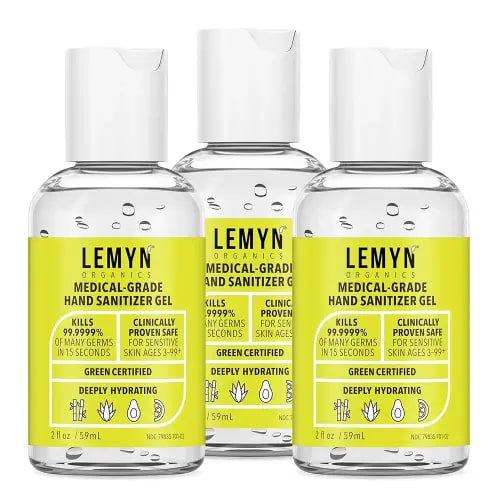 Medical Grade Hand Sanitizer Gel - 97% ORGANIC - 2 FL.OZ. PACK OF 3