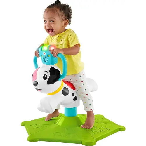 Fisher-Price Bounce and Spin Puppy, Stationary Musical Ride-On Toy