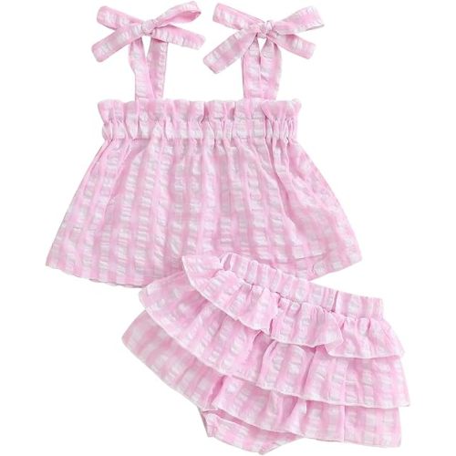 Toddler Girl Summer Clothes Baby Girl Smocked Ruffle T Shirt Top Short Set Little Kids Girl Outfit Beach Essential