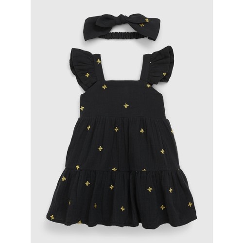 Baby Butterfly Dress Set in true black, size: 6-12 M