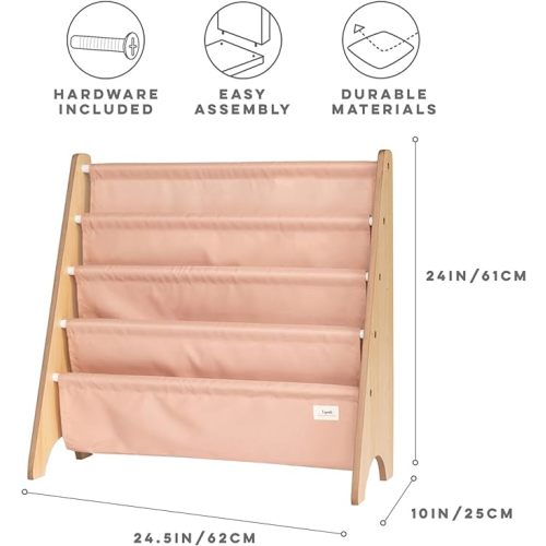 3 Sprouts Recycled Fabric Kids Bookshelf - Color Solid Clay