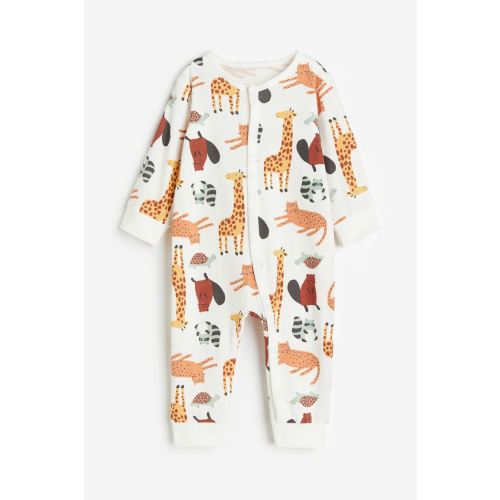 Patterned Pajamas, White/animals