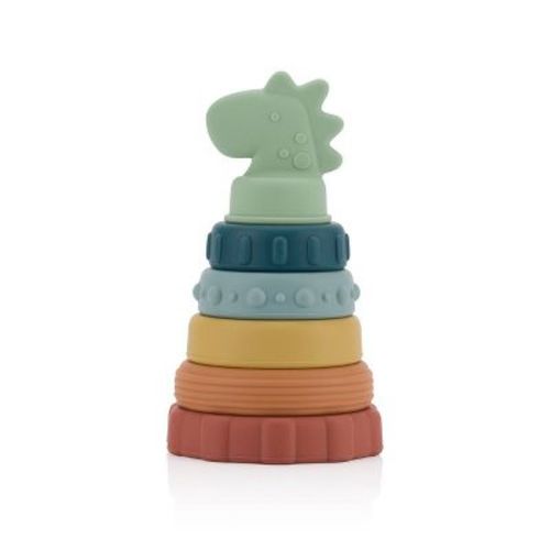 Itzy Ritzy Stacker Silicone Stacking And Baby Teething Toy - Dino