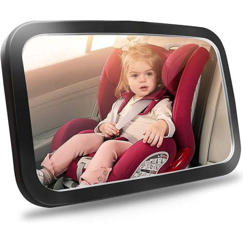 Shynerk Baby Car Rearview Mirror, Rearward Baby Safety Car Seat Mirror, Wide Field of View, Clear, Shatterproof, 360 ° Rotation, collision testing and certification