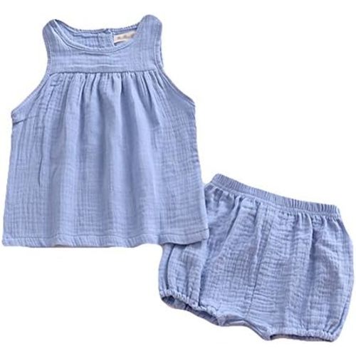 LOOLY Baby Outfits Unisex Girls Boys Cotton Linen Blend Tank Tops and Bloomers