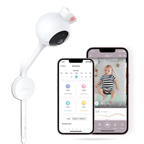 iBaby Smart Baby Breathing Monitor - with Camera and Audio, Tracking Baby's Breathing, Sleeping, Movement. i2 Wi-Fi Video Baby Monitor, Contactless, Work with Smartphone. - i2 with Breathing and Movement Detection