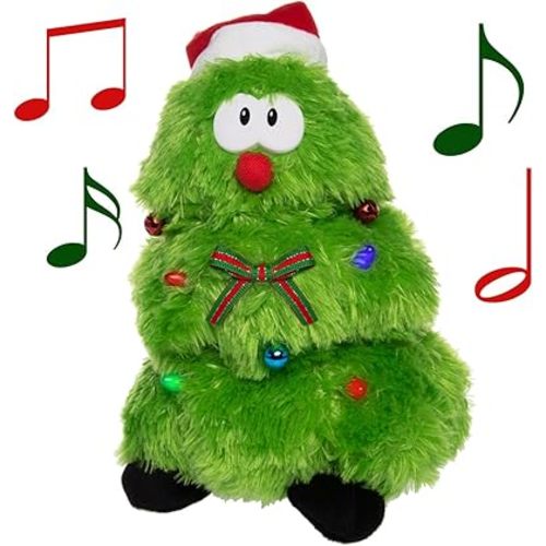Simply Genius Singing Dancing Christmas Tree: Animated Christmas Character, 12” Stuffed Animal Plush Christmas Tree with Music and Lights, Sings and Dances to “Rockin’ Around The Christmas Tree”