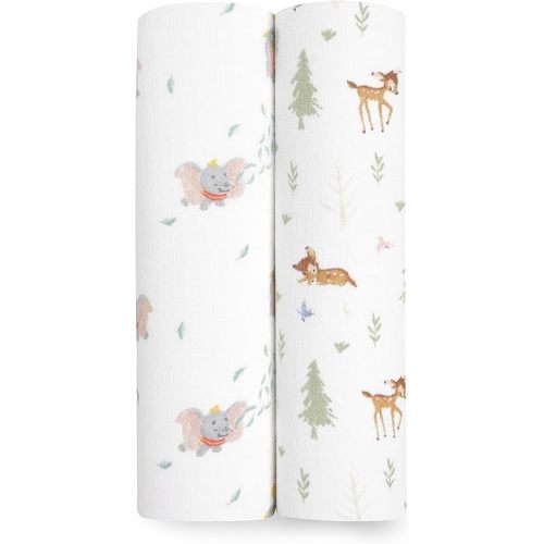 aden + anais Essentials Muslin Swaddle Blankets, Newborn Receiving Blanket for Swaddling, 100% Cotton Baby Swaddle Wrap, 2 Pack, Disney + Friends