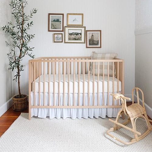 Sheer Crib Skirt - White Crib Skirt - Soft, Elegant and Flowing Tulle - Gender Neutral Crib Skirt and Timeless Crib Accessories -Clean Design Perfect for Crib Skirt Boy and Crib Skirt Girl