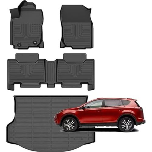 for Toyota RAV4 Floor Mats 2018 2017 2016 2015 2014 2013(Not for Hybrid or Prime),Car Mats for Toyota RAV4 All Weather Floor Mats Cargo Liner Accessories Waterproof Car Mat 2013-2018