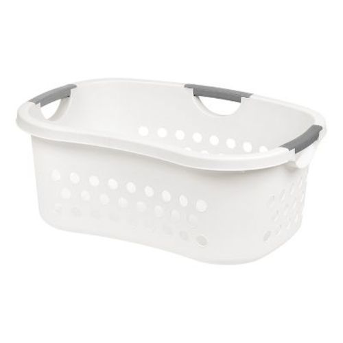 IRIS USA 50L Plastic Hip Hold Laundry Basket Hamper Organizer with Built-In Comfort Carry Handles, 1.4 Bushel, Laundry Room, Large, White