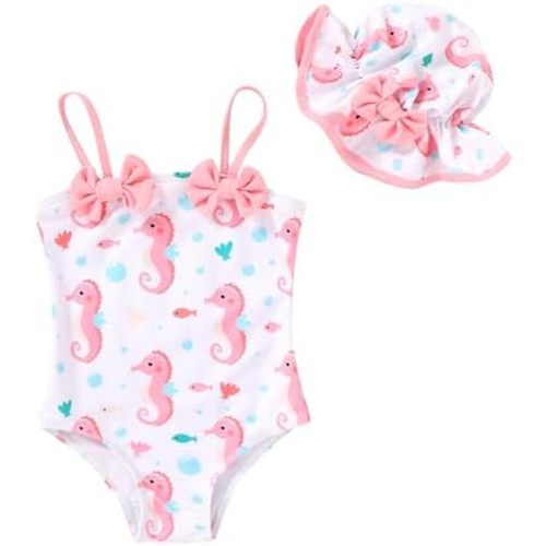 YOUNGER TREE Toddler Baby Girl Swimsuit Infant One Piece Bathing Suits with Hat Newborn Summer Beach Swimwear