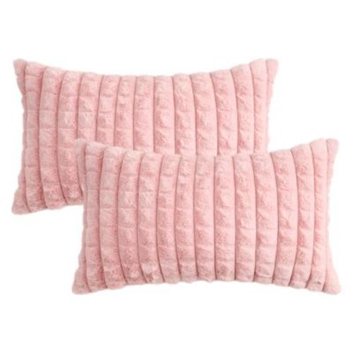 REGALWOVEN Solid Checked Soft Plush Throw Pillow Covers for Sofa Bed Living Room Home Decor 2 Pcs