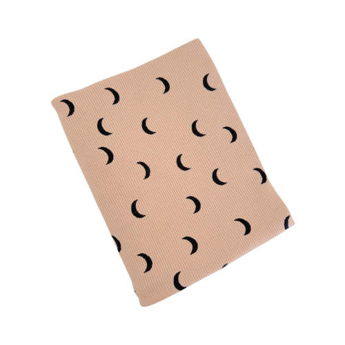 Organic Cotton Waffle Swaddle Blanket, Tan/Black Moon