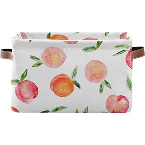 Watercolor Peaches Collapsible Storage Basket