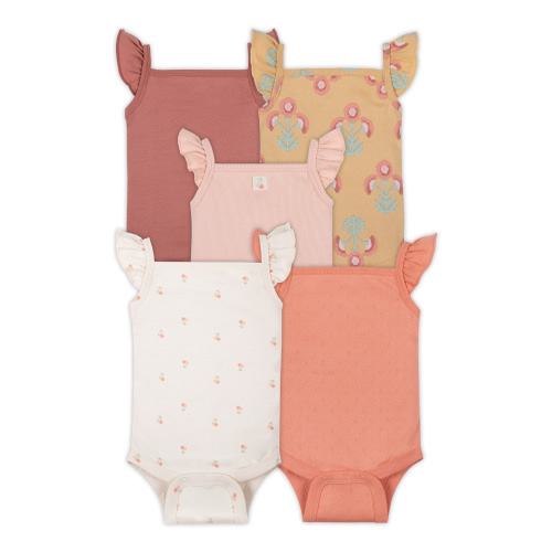 Little Star Organic LSO 5PK Girls Infant Tank Bodysuits, Sizes NB-24M