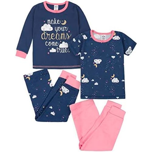 Gerber Baby Girls' Toddler Snug Fit 4-Piece Pajama Set