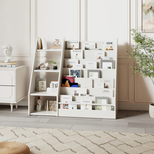 Latitude Run® Solid Wood Montessori Kids Bookshelf and Toy Storage Organizer 7 Tier Children Bookcase Freestanding Display Shelf | Wayfair