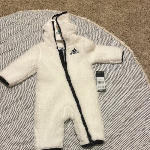 Adidas White and Black Footies One Piece 6M