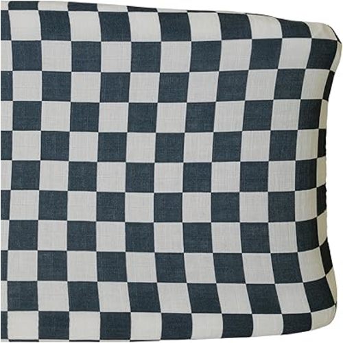 Mebie Baby Changing Pad, Charcoal Checkered, 100% Muslin Cotton Changing Table Pad Cover for Baby Boy and Girl, Designer Nursery Decor Covers, Diaper Changing Pad Cover for Changing Station
