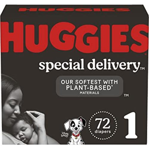 Hypoallergenic Baby Diapers Size 1 (8-14 lbs), Huggies Special Delivery Newborn Diapers, Fragrance Free, Safe for Sensitive Skin, 72 Ct