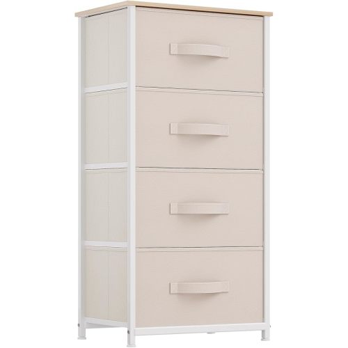 YITAHOME 4-Drawer Fabric Dresser, Dresser for Bedroom, Living Room, Hallway, Closet (Cream White)