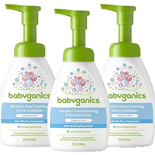 Babyganics Foaming Pump Hand Sanitizer, Alcohol Free, Fragrance Free, Kills 99.9% of Common Bacteria, Moisturizing, 8.45 Fl Oz (Pack of 3)