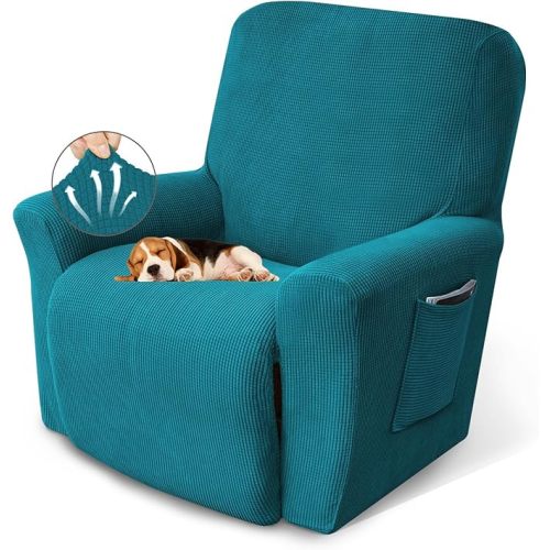 KEKUOU Recliner Chair Covers Lazy Boy Recliner Covers Stretch Couch Cover Slipcovers 1 Piece Furniture Protector with Elastic Bottom for Dog,Kids.(Recliner, Dusty Pink)