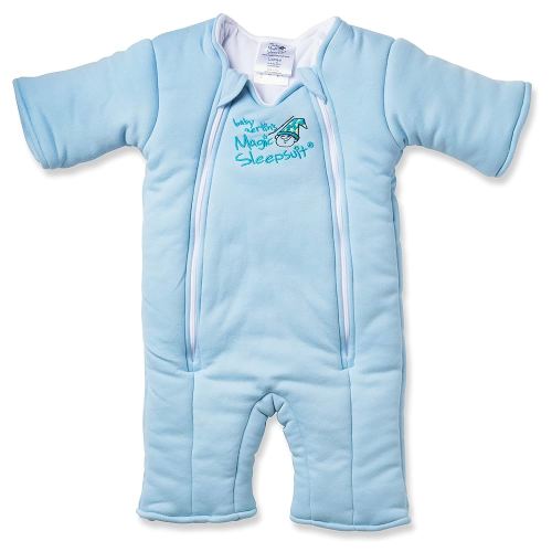 Baby Merlin's Magic Sleepsuit - Cotton Baby Swaddle Transition Product - Soft and Breathable Design, Double Zipper for Easy Diaper Changes, Promotes Safe Sleep - Blue - Large 18-21lbs