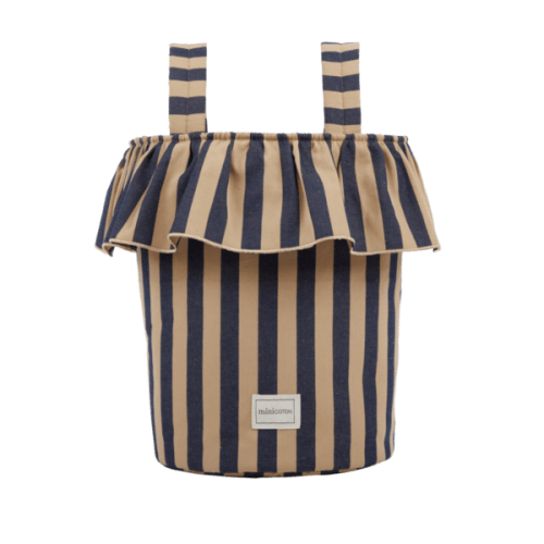 Basket Stripes - Navy + Caramel - Minicoton