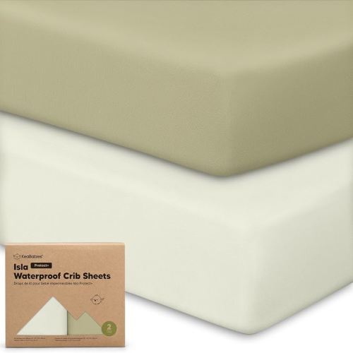 2-Pack Waterproof Baby Crib Sheets for Boys, Girls - 52x28 Viscose Derived from Bamboo Toddler Bed Sheet Neutral, Fitted Crib Mattress Protector Cover for Baby Bedding, Soft & Gentle (Oregano)