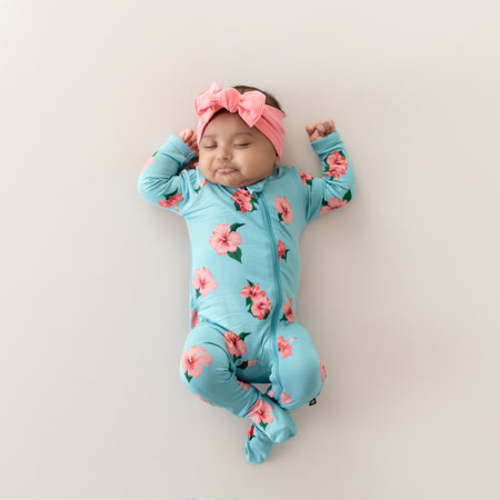 Zippered Footie in Hibiscus