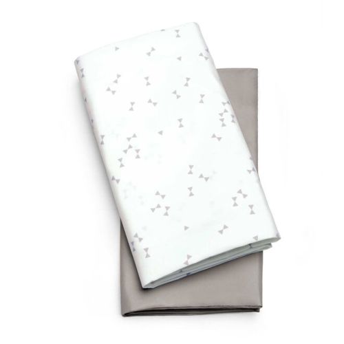 LullaGo Bassinet Sheets, 2-Pack - Grey Triangle