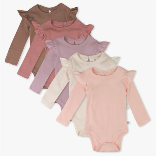 HonestBaby Long Sleeve Bodysuits Multipack Organic Cotton for Infant Baby Girls