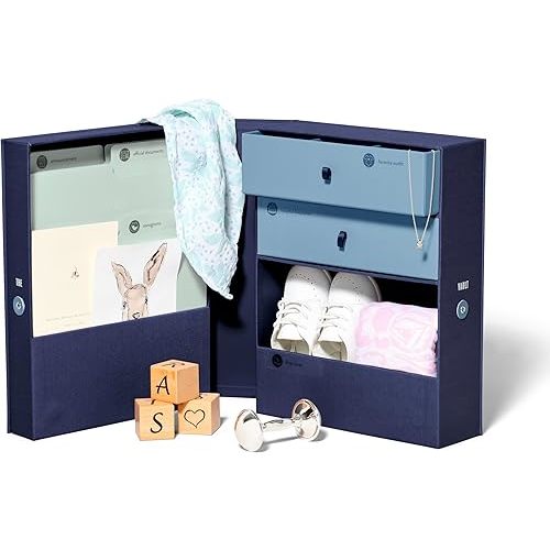 Savor | Personalized Baby Keepsake Organizer Box | Customizable Fabric Bound Acid-Free Modern Minimalist Newborn Memory Box with Labels | For Pregnancy, Mother’s Day, Baby Shower, New Baby Girl & Boy