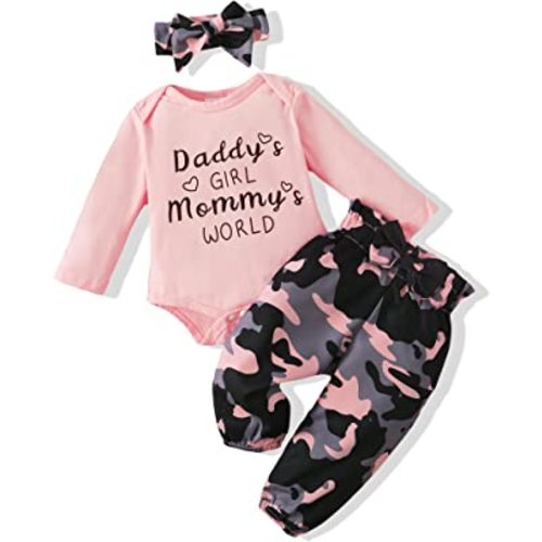 Renotemy Newborn Baby Girl Clothes Outfits Infant Romper Ruffle Floral Pants Cute Toddler Baby Girl Clothes Set