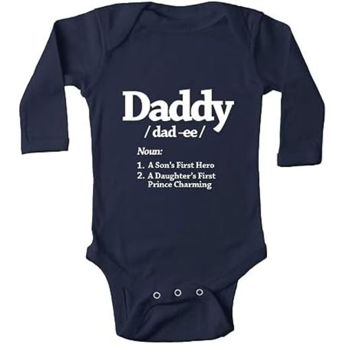 Yeavomeny Daddy Definition Infant Fun Print Bodysuit Unisex Baby Long Sleeve Rompers