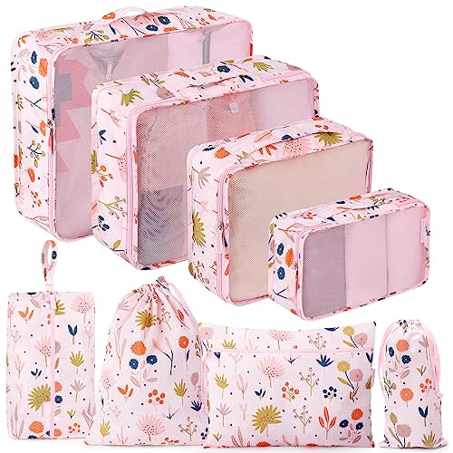 MissBoy Packing Cubes for Kids, 8 Pcs Set of Packing Cubes for Carry on Suitcase Organizer Bags, Kids Packing Cube, Waterproof Travel Essentials for Girls and Boys