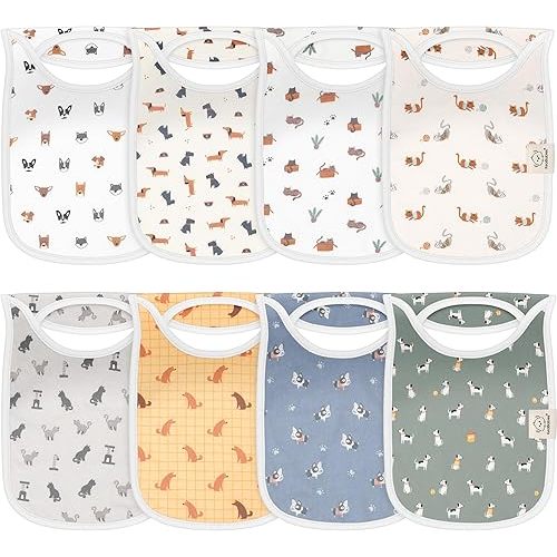 8-Pack Baby Bibs for Boys, Girls - Pullover Bibs for Baby Girl, Baby Boy, Baby Girl Bib, Baby Boy Bibs, Baby Bandana Bibs,Baby Bibs For Drooling And Teething,Infant Bibs,Newborn (Pets & Paws)
