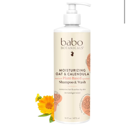 Babo Botanicals Moisturizing Oat & Calendula 2-in-1 Shampoo & Wash – Gentle Cleansing for Dry or Sensitive Skin – Safe for Baby, Toddler, Kids & Family – Lightly Scented – Vegan