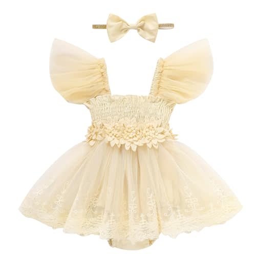 TITKKOP Baby Girl Clothes Infant Tulle Romper Ruffe Sleeveless Bodysuit Baby Girl Outfits Infant Girl Dress 0-18M