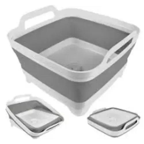 Goderewild collapsible dish basin 2.4 gallons in gray/white