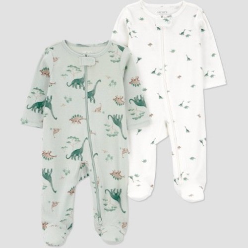 Carter's Just One You® Baby Boys' 2pk Dino Sleep N' Play - Green Newborn