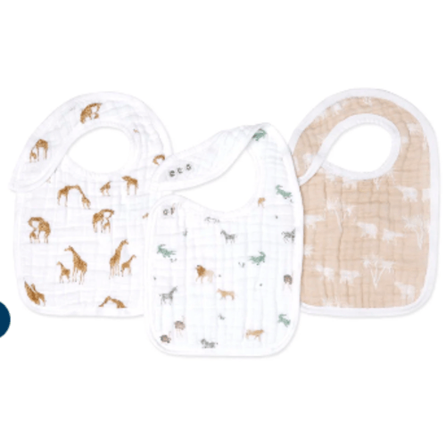 Safari Dreams Organic Cotton Muslin Snap Bibs | aden + anais