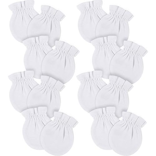 Gerber Baby 12-Pack No Scratch Mittens, White, 0-3 Months (8-Pack)