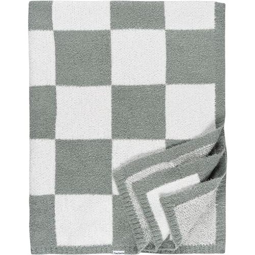 Gerber Unisex Baby Cozy Soft Silky Mink Checkerboard Grid Blanket, Green Check, One Size