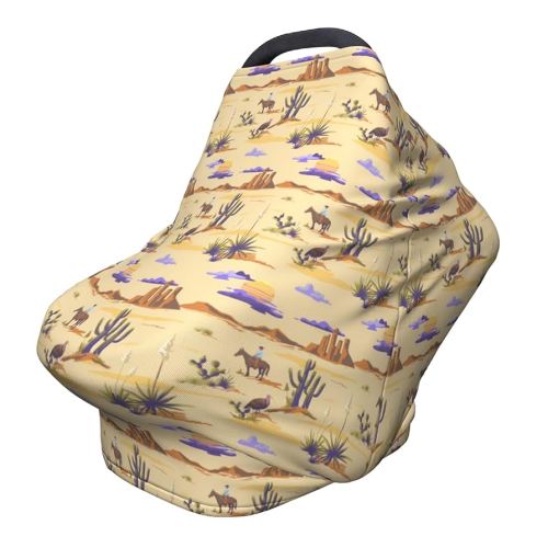 Cute Western Car Seat Covers Baby - Multi-use Nursing Car Seat Canopy Cover for Breastfeeding, Infant Stroller Cover, High Stretchy Chair Cover for Bbies Boys & Girls