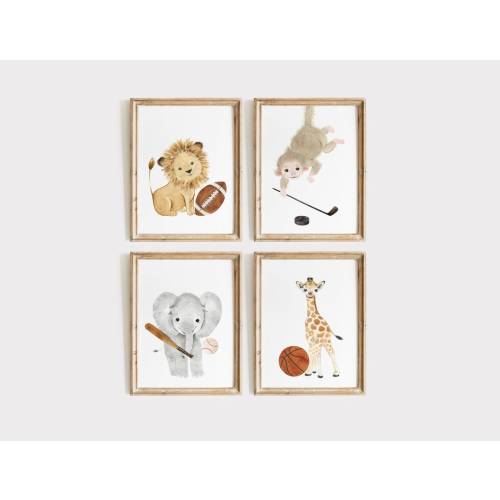 Sports nursery decor Safari nursery decor Baby Animals Sport Nursery Wall Decor football nursery baseball nursery golf basketball nursery